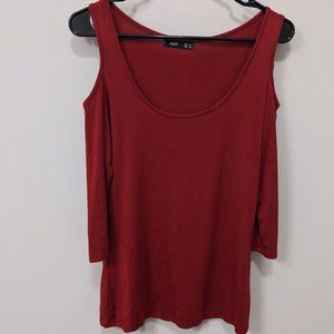 ZJCT Red Wine Cold Shoulder Top